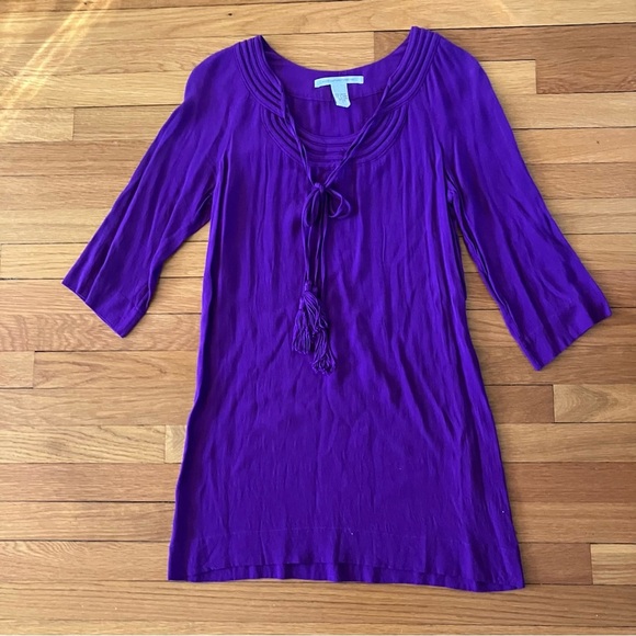 Diane Von Furstenberg Parlian Shift Tunic Long Sleeve Tassel Mini Dress Purple - Picture 11 of 11